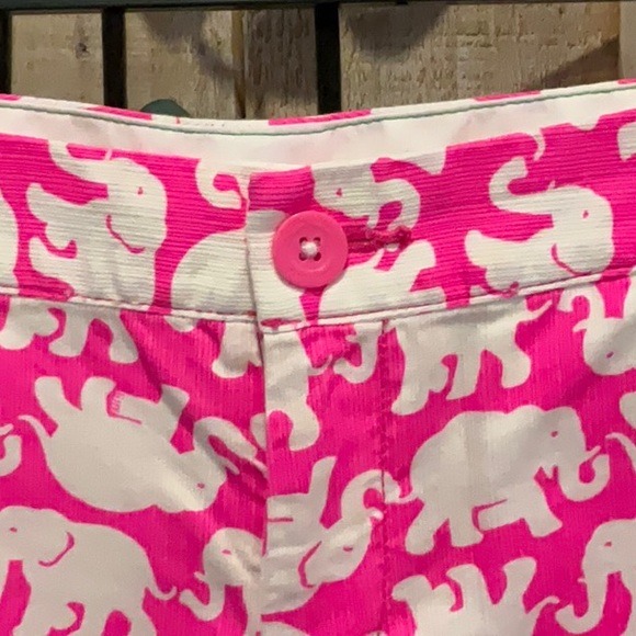 Lilly Pulitzer buttercup Pink Tusk in Sun Elephant Scalloped Hem shorts size 2 - Picture 2 of 8